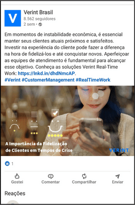 Verint Redes Sociais Post